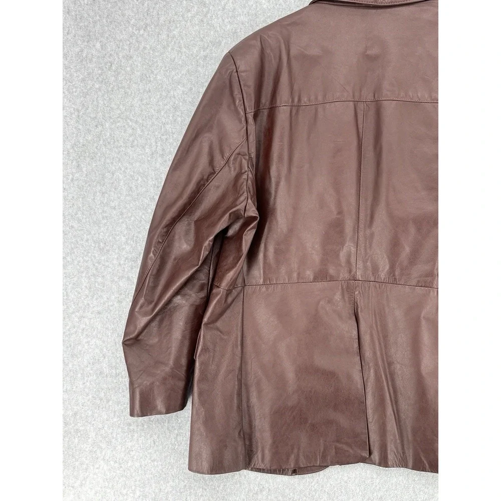 Vintage Sears The Leather Shop Brown Leather Blazer Jacket 46R Men's